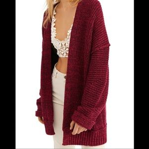 Free People HighHopes Cardigan in Plum